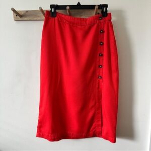 Marine Layer Red Midi Skirt with Side Buttons